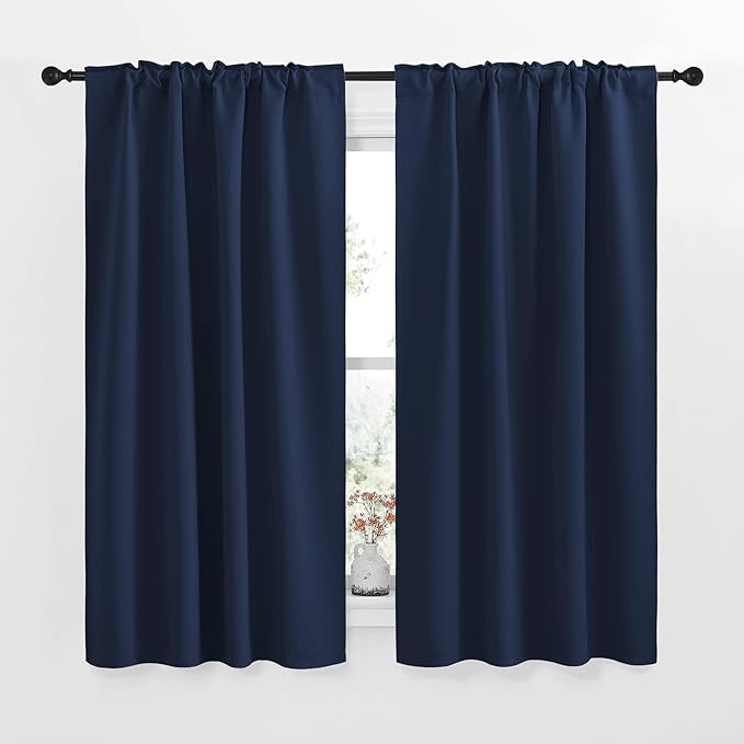 NICETOWN Blackout Draperies Curtains Window Drapes - (Navy Color) 42" W by 63" L, Set of 2, Home Fashion Thermal Blackout Room Darkening Drapery Panels for Nursery/Boys/Kids Room - Image 2