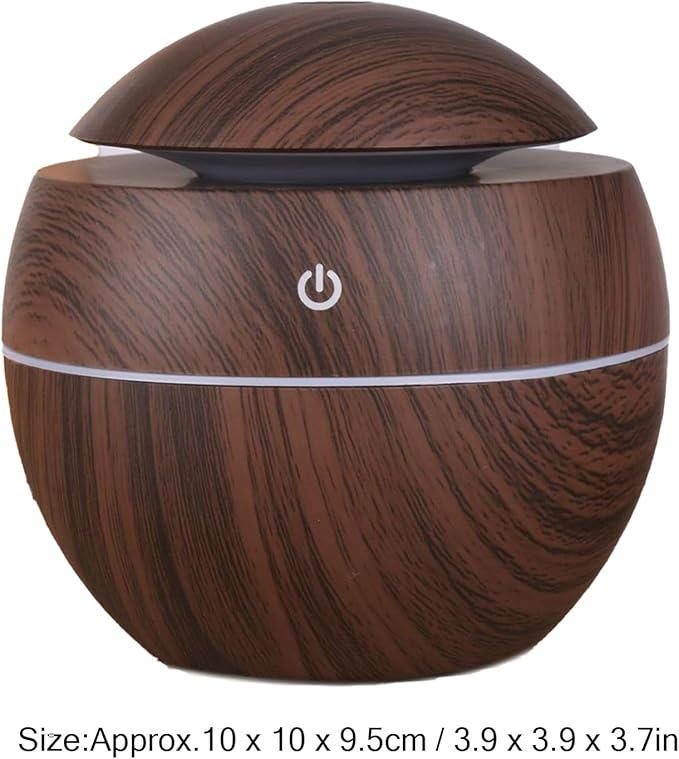 Wood Grain Humidifier, Portable Mini Humidifier Compact Portable 5V 2W USB Aroma Diffuser Quiet Essential Oil Diffuser for Bedrooms Living Rooms Office Car - Image 2