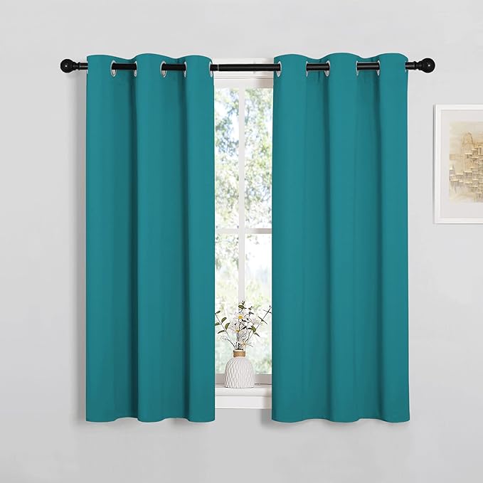 NICETOWN Room Darkening Curtains 45 inch Length 2 Panels, Thermal Insulated Grommet Blackout Curtains for Modern Casual Elegant Bedroom Kids Room Theme Decoration (Peacock Teal, 2 Pieces, W34) by NICETOWN