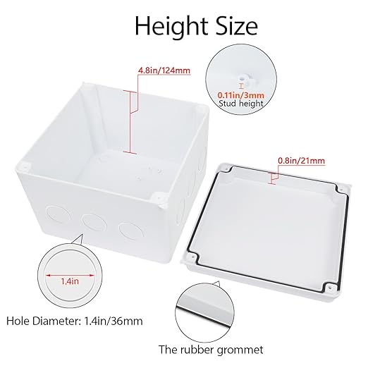 LeMotech Junction Box, Electrical Box IP65 Water Resistant Dustproof ABS Plastic Project Enclosure for Electronics White, External Size 7.8 x 7.8 x 5.9 inch - Image 6