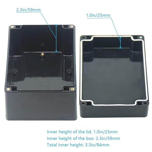 Junction Box, Zulkit Project Box IP65 Waterproof Outdoor Box ABS Plastic Electrical Boxes Electronic Enclosure Black 6.3 x 4.3 x 3.5 inch(160 x 110 x 90 mm)(Pack of 1) - Image 6
