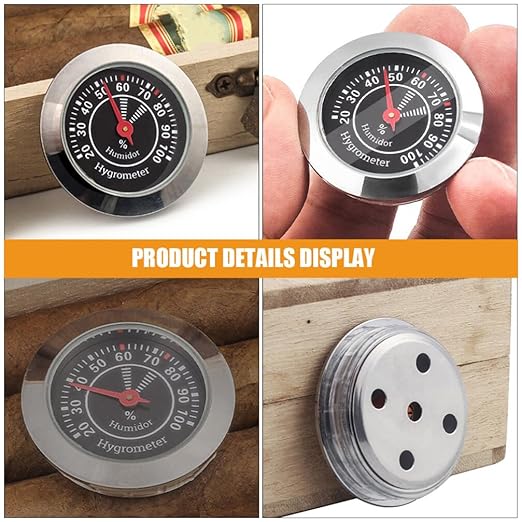 Humidor Hygrometer for Analog Hygrometer Humidor Accessory Humidity Gauge Alloy Stainless Steel Mechanical Pressure Gauge for Violin Case Home Use - Black, 1.5x1.5x0.4in - Image 9