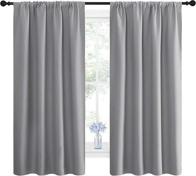 NICETOWN Blackout Curtains Panels for Window - Thermal Insulated Rod Pocket Blackout Drapes/Draperies for Living Room (2 Panels, W42 x L63 inches, Silver Grey) - Image 3