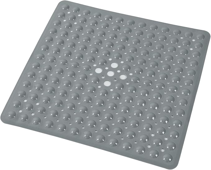 Anti-Slip Bathtub Shower mat, 20.8×20.8（Approximately 53×53cm） inch Soft Oversized Machine Washable Non-Slip Bathtub mat with Drainage Holes, Bathroom Floor Suction Cup.（1-Opaque Gray） by ERASILKEN-X