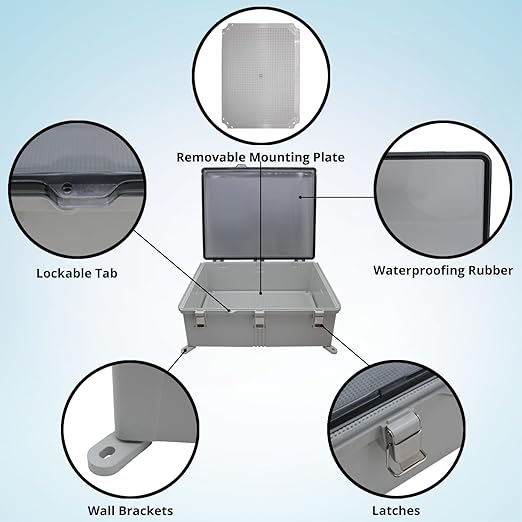 MAKERELE Extra Large Outdoor Electrical Enclosure Boxes Waterproof IP67 Junction Box and 3/4" NPT*2 Enclosure with Mounting Plate Suitable for Various Projects(16.1"*12.2"*7.1") - Image 5
