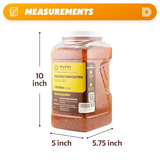 Dry & Dry [6 LBS] Premium Orange Indicating Silica Gel Desiccant Beads(Industry Standard 3-5 mm) - Rechargeable Silica Gel Beads(6 LBS) - Image 2