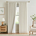 Kayne Studio Natural Pinch Pleated Full Blackout Curtains 112 Inch, Linen Blend Thermal Insulated Soundproof Room Darkening Back Tab Window Drapes with Hooks for Living Room Bedroom(2 Panels,40"x112") by KayneStudio