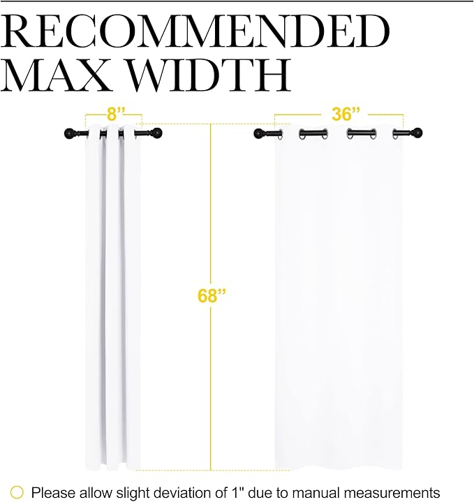 NICETOWN White Samll Window Blackout Curtain Panels, 50% Light Blocking Curtains for Bedroom & Dining Room Window (Set of 2, 42 inches x 68 inches) - Image 7