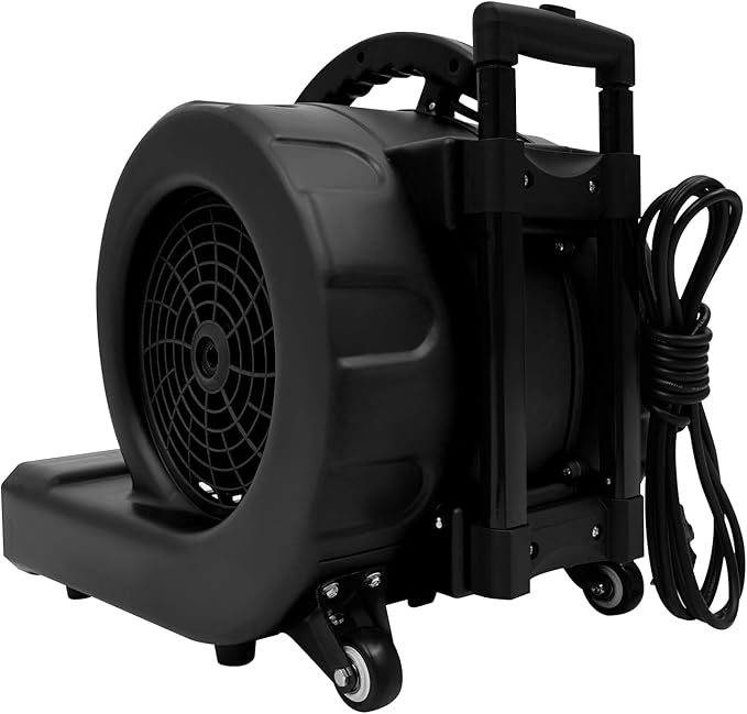 750W Air Mover Blower Fan, 3-Speed Carpet Dryer Fan with Casters and Telescopic Pull Rod, Centrifugal Air Mover for Home Commercial, and Janitorial Use - Image 3