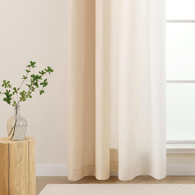 L.Z.E Beige and White Ombre Privacy Sheer Curtains 72 Inch Length 2 Panels Set Tan Light Filtering Non-See-Through Curtains & Drapes for Living Room Bedroom Nursery Grommet Top Short (55" W x 72" L) - Image 5