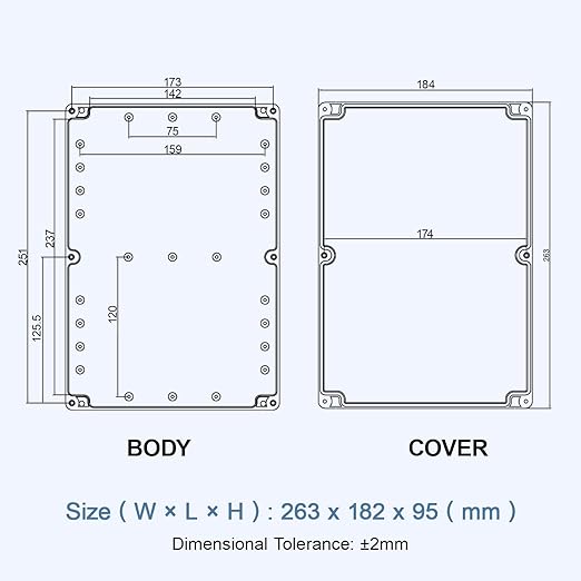LeMotech Electrical Box Clear Cover Project Box IP65 Waterproof Junction Box ABS Plastic Case Universal Enclosure for Electronics, Black 10.3"x 7.1"x 3.7"(263x182x95mm)(Pack of 1) - Image 8