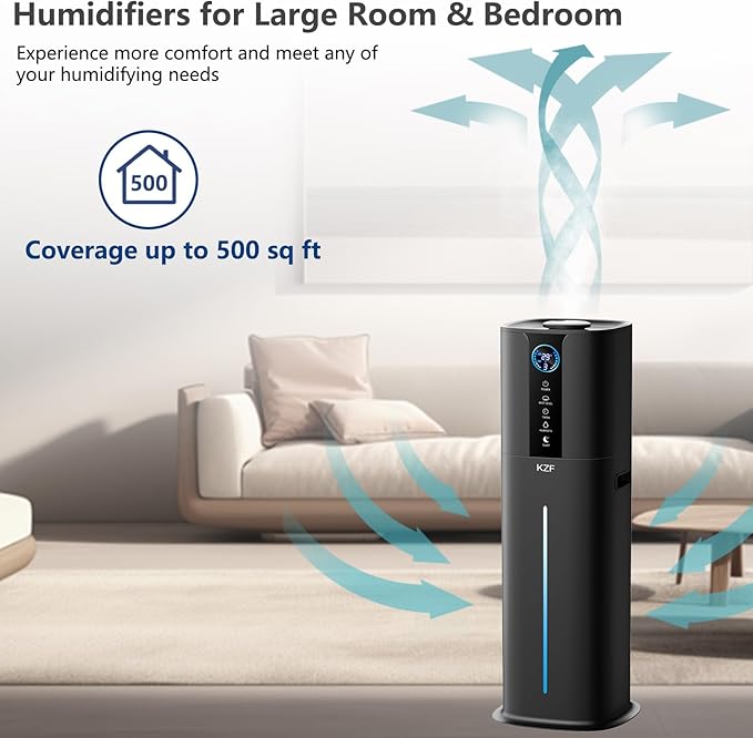 9L Smart Humidifiers for Bedroom Large Room, 2.3Gal Cool Mist Top Fill Diffuser App & Remote Control, 3 Mist Modes, Quiet Humidifier for Home Office Plant (Black) - Image 5