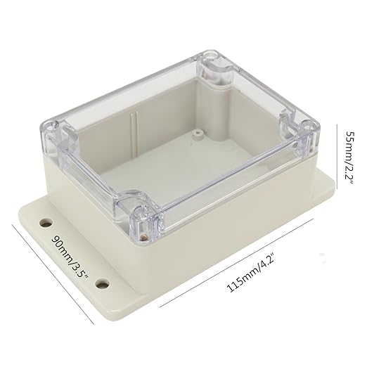 Waterproof Dustproof ABS Plastic Junction Box Universal Electric Project Enclosure with PC Clear Transparent Cover 4.5"x3.5"x2.2"(115mmx90mmx55mm) - Image 3