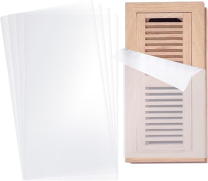 6-Pack Clear PVC Vent Covers 8" x 15.5" - Fits All Materials (Plastic/Wood/Metal/Tile) - Non-Magnetic Floor/Wall/Ceiling Covers with Strong PET Adhesive Backing for RV/Home/Office by Unknown
