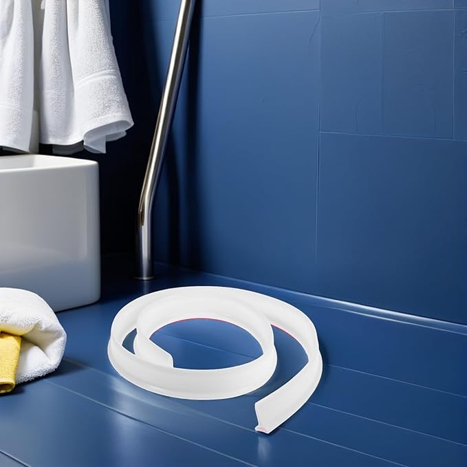 Silicone Water Retaining Strip 1M White 30Mm High Bathroom Water Blocking Strip Flexible Self-Adhesive Toilet and Shower Room Barrier for Wet and Dry Separation - Image 7