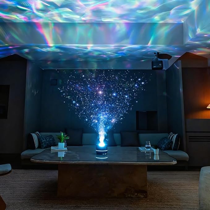 3-in-1 Galaxy Projector Humidifier & Essential Oil Diffuser, 7-Color Rotating Star Night Light with Healing Water Wave Lighting, Aromatherapy for Relaxation & Sleep, for Bedroom Home Decor - Image 5