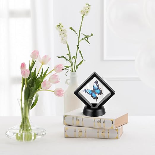 4PCS Quarter Display Case,Floating Display Case with Stand Black Plastic Square, Transparent 3D Floatings Frame, for Securing Keepsakes Jewelry Challenge Coin Medal Antique - Image 5