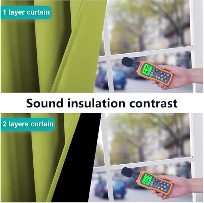 NICETOWN 100% Blackout Curtains 54 inches Long, Fresh Green, 1 Pair, 42 inches Width Each Panel, Double-Deck Completely Blackout Window Treatment Thermal Insulated Lined Drapes for Small Window - Image 4