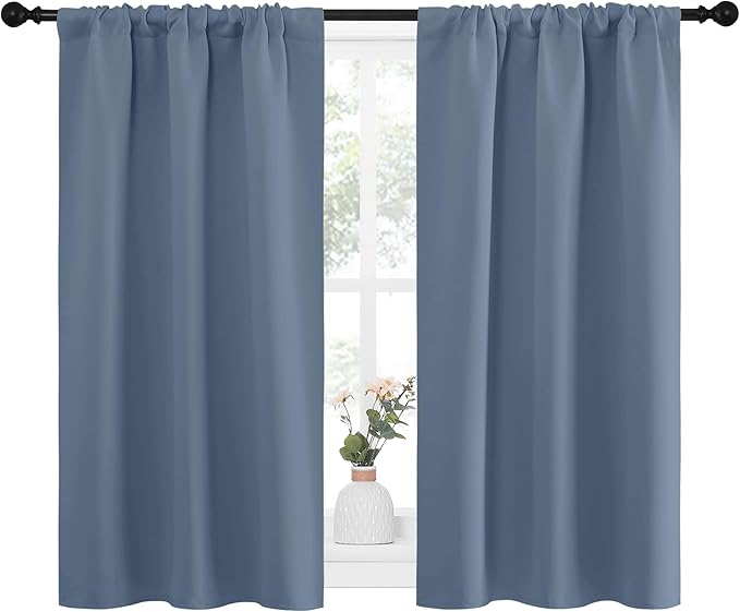 NICETOWN RV Blackout Curtains for Camper Windows, Short Blackout Curtains & Drapes, Thermal Insulated Blackout Curtain Panels for Kids Room, Play Room (Stone Blue, 29" Wide by 40" Long, 2 PCs) - Image 2
