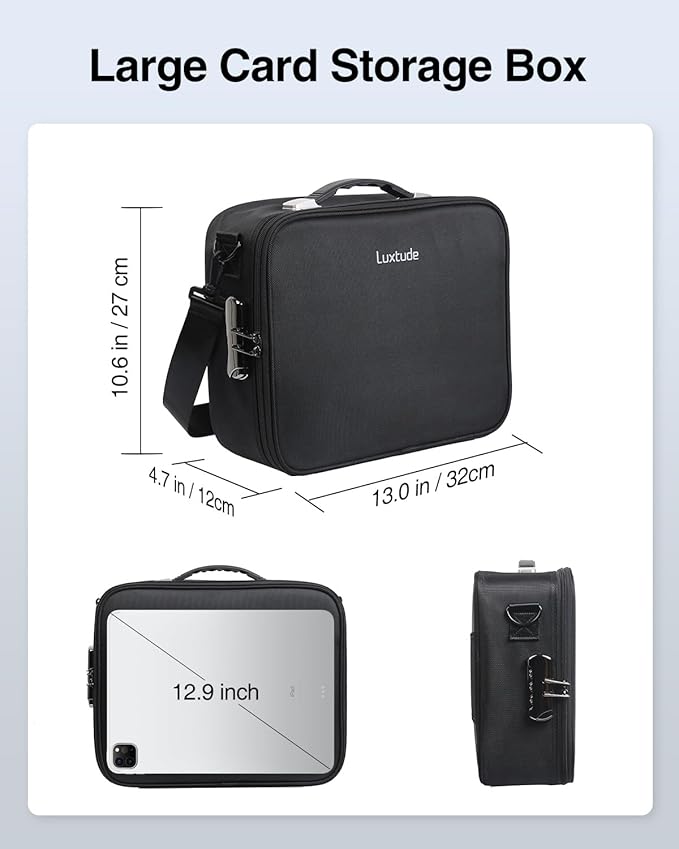 Luxtude Trading Card Case w/Adjustable Dividers, Large Top Loader Card Storage Box w/Combination Lock, Baseball Sports Cards Case for 3"x4" 35pt Toploaders, MTG Carrying Case for Pokemon/TCG/YuGiOh - Image 7