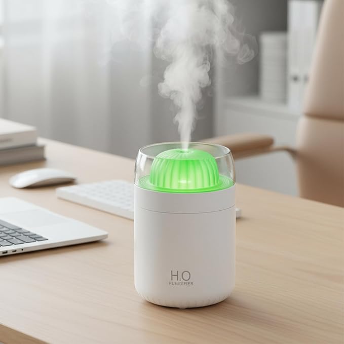 Cactus Mini Humidifier - 500ml USB Powered Portable Small Desktop Air with 2 Cool Mist Modes, 7 Color Light Whisper-Quiet Operation for Office Home Bedroom Nursery Yoga Car Travel - Image 2