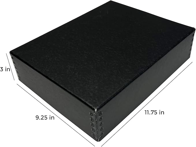 Lineco Museum Archival Storage Box, Drop Front Design with Metal Edges Removable Lid, 8.5 X 11 X 3 inches Acid-Free Photo Album Case, Preserve Prints Pictures, Magazine, Documents, Artworks, Black - Image 2