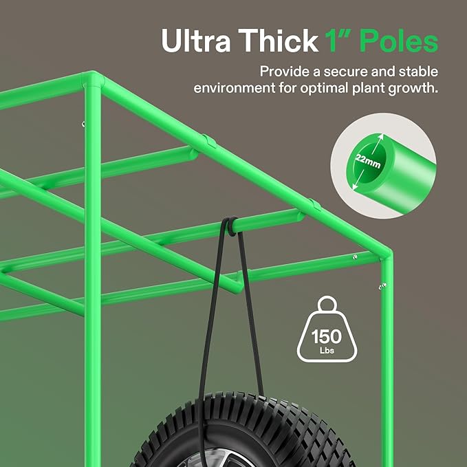 VIVOSUN P276 2.7x2.7 PRO Grow Tent, Indoor Plant Grow Tent Greenhouse with 2000D Mylar Fabric, 1" Poles, Extra Hanging Bars, 32"×32"×63", No High CFM Kit - Image 7