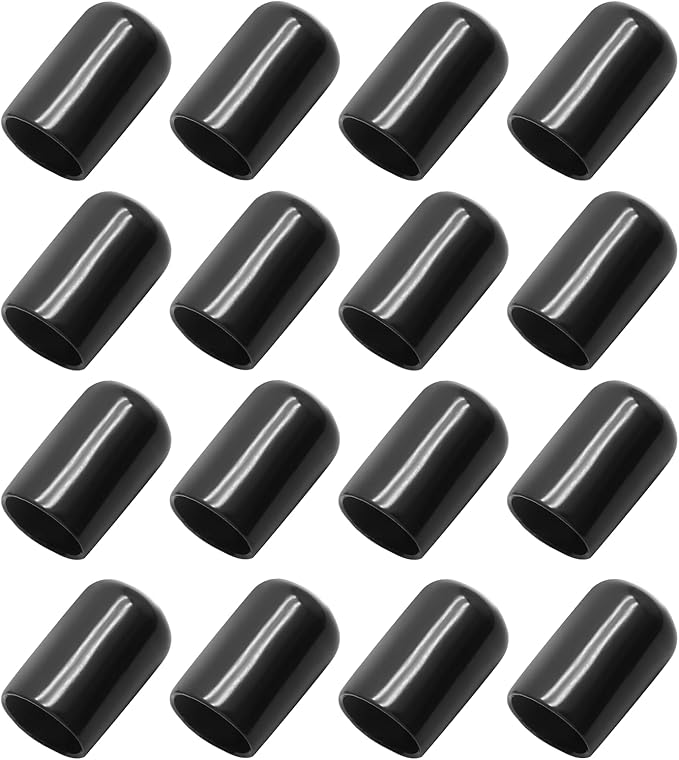 12 Pcs Round Rubber End Caps 1/2" (12mm) ID Vinyl Flexible Bolt Chair Foot Covers Screw Thread Chair Leg Protectors for Round Tubing Bolt Desk Chair Leg (Black) by Bonsicoky