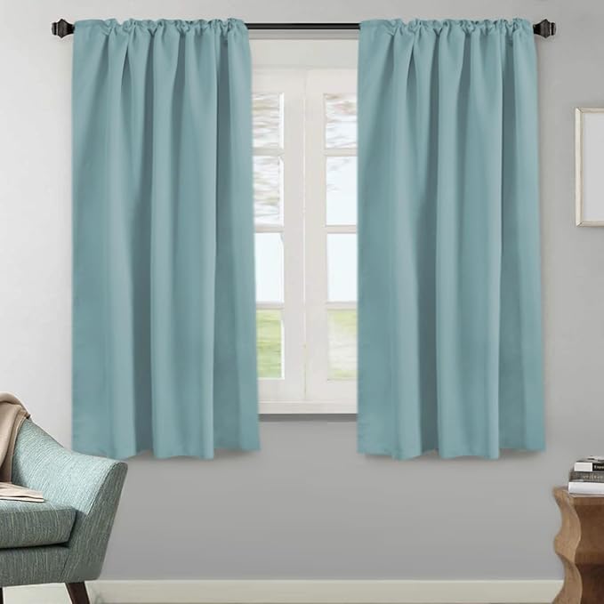 H.VERSAILTEX Blackout Curtains Thermal Insulated Window Treatment Panels Room Darkening Blackout Drapes for Living Room Back Tab/Rod Pocket Bedroom Draperies (2 Panels, Mineral Blue, 52 x 63 Inch) - Image 2