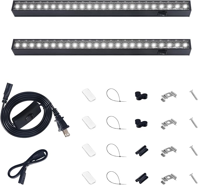Barrina T5 Plant Lights for Indoor Growing, 1FT 10W (2 X 5W) Led Grow Light with Magnetic Design, Full Spectrum Grow Light Strip with Black Cover, Plug and Play, 5000K, 2 Packs by Barrina