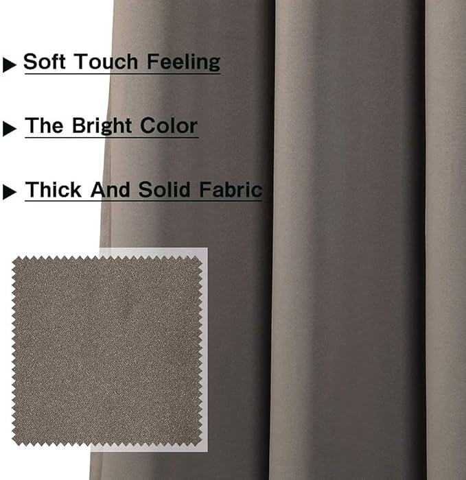 MYSKY HOME Blackout Closet Curtains for Bedroom, 84 Inch Long Thermal Insulated Room Darkening Door Curtains with Grommet Window Curtain for Living Room, 1 Curtain Panel, 42 x 84 Inch, Taupe - Image 4