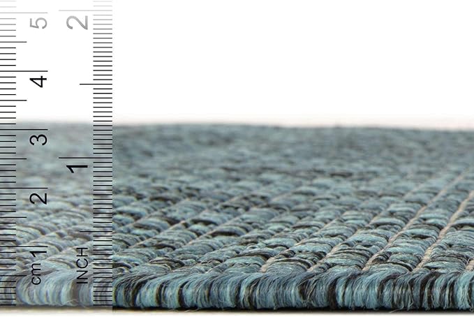 Unique Loom Outdoor Solid Collection Area Rug (10' x 14' 1" Rectangle Teal/Navy Blue) - Image 5