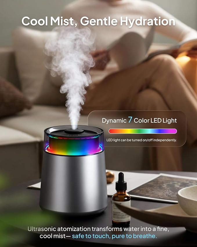 7L Ultrasonic Stainless Steel Cool Mist Humidifier for Bedroom & Large Room, Top Fill, Ultra Quiet 24dB, 3 Mist Levels, Easy Clean Dishwasher Safe Humidifier for Living Room Office - Image 4