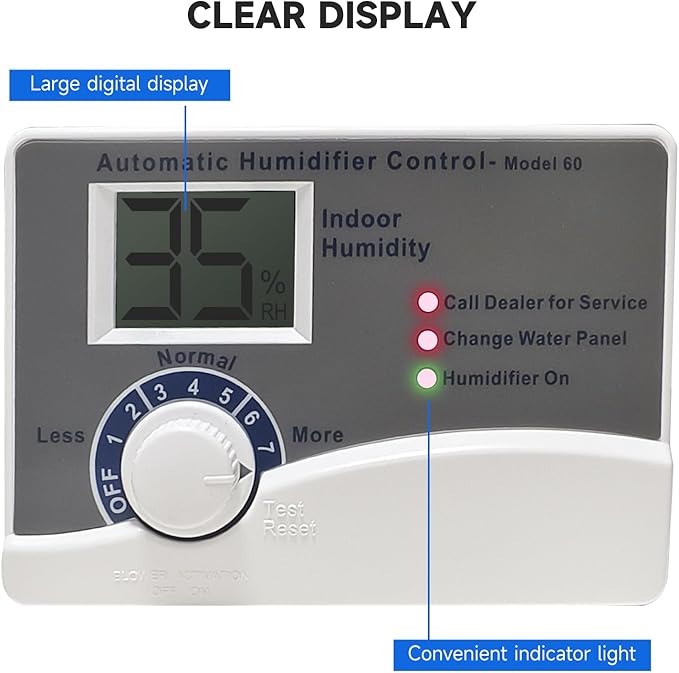 60 Humidifier Control Humidistat with Outdoor Temperature Sensor, Compatible with 400, 500, 600,700 Whole-House Humidifier, 24VAC - Image 3