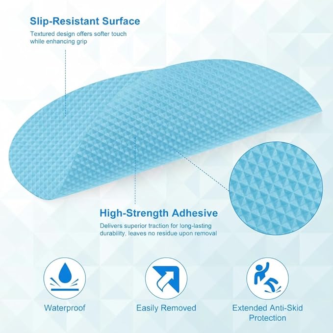 Anti Slip Shower Stickers - 50 PCS Bathtub Non Slip Stickers with Premium Scraper for Bath Tub Shower Bathroom Edge of Bath Tub Shower Floor Swimming Pool Stairs Ladders Boats (Blue) - Image 4