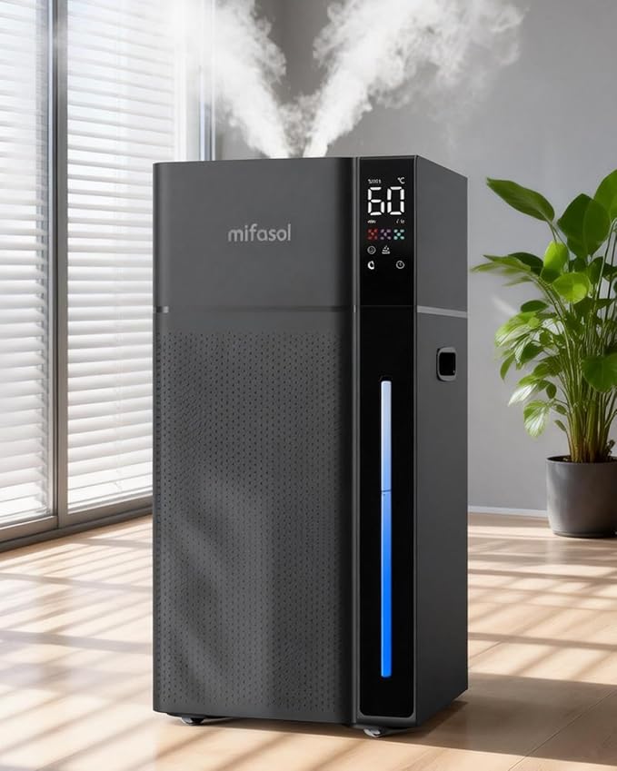 Mifasol Warm and Cool Mist Humidifier Large Room, 5.3Gal/20L Humidifiers for Home 1500 sq ft, Air Humidifiers for Bedroom, Large Room Humidifier for Baby Nursery Plants Office Whole House, Black by PureComfortPerfectHumidity