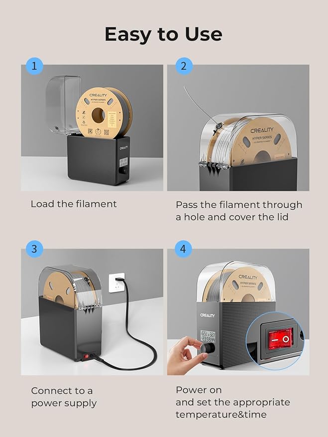 Creality Filament Dryer Box Pro, Upgraded 360° Heating with Fan, Dust & Moisture-Proof Storage, 3D Printer Filament Spool Holder, Dehydrator for 1.75mm/2.85mm PLA PETG ABS TPU - Image 8