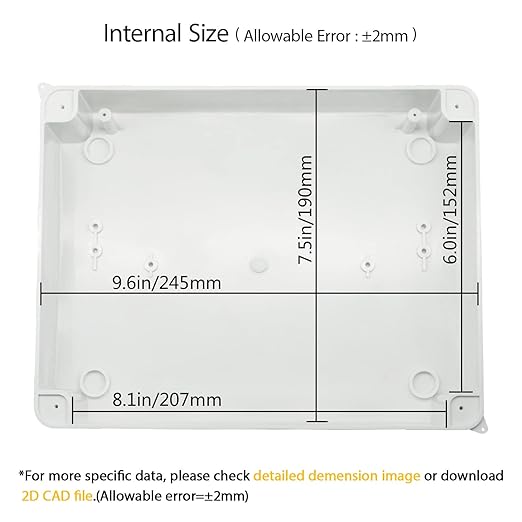 LeMotech Junction Box, Electrical Box IP65 Water Resistant Dustproof ABS Plastic Project Enclosure for Electronics White 10 x 7.9 x 3.1 inch - Image 3