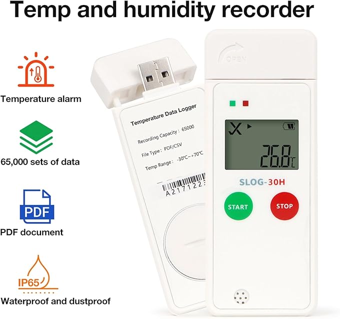 High Accuracy Temperature Humidity Data Logger with LCD Display Alarm Function for Warehouse Cold Chain - Image 7