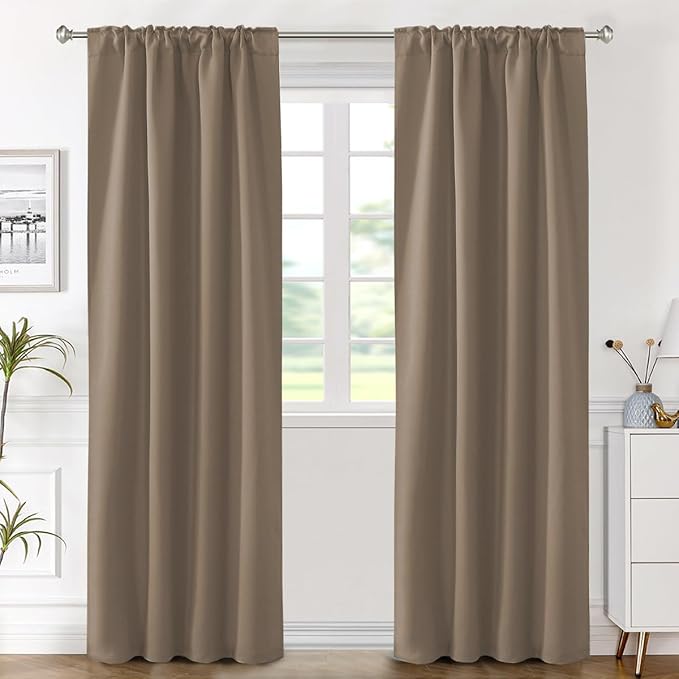 H.VERSAILTEX Blackout Curtains Thermal Insulated Window Treatment Panels Room Darkening Blackout Drapes for Living Room Back Tab/Rod Pocket Bedroom Draperies (2 Panels, Macchiato, 42 x 84 Inch) - Image 2