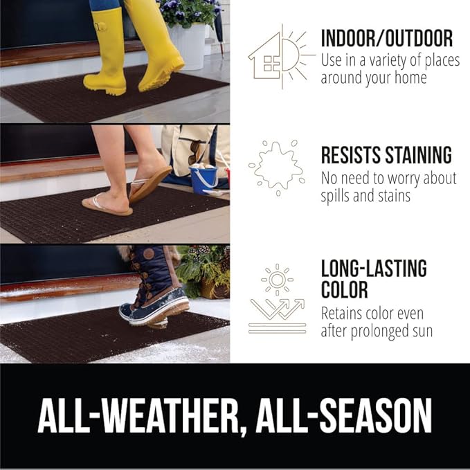 GORILLA GRIP Front Door Mat, 47x35, Indoor Outdoor Ultra Absorbent HydroAbsorb Doormat, Absorbs Up to 6 Cups of Water, Stain and Fade Resistant, Rubber Backing Doormats, Captures Dirt, Coffee - Image 5