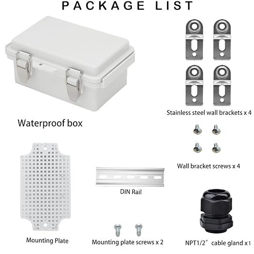 Waterproof Electrical Box, IP67 Junction Box Stainless Steel Latch Hinged Grey Cover Project Enclosure with Wall Bracket 5.9"x3.9"x2.8" - Image 5