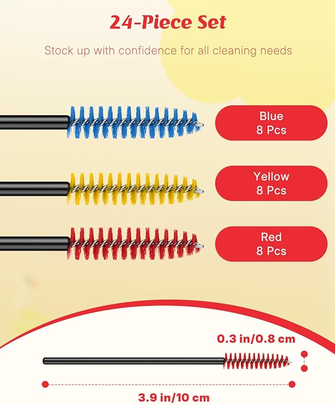 Pawfly 24 Pcs Hummingbird Feeder Cleaning Brushes, Mini Nylon Hummingbird Feeder Brushes for Cleaning, Tiny Brushes for Cleaning Small Parts, Small Cleaner Brushes, Hummingbird Feeder Parts, 3 Colors - Image 2