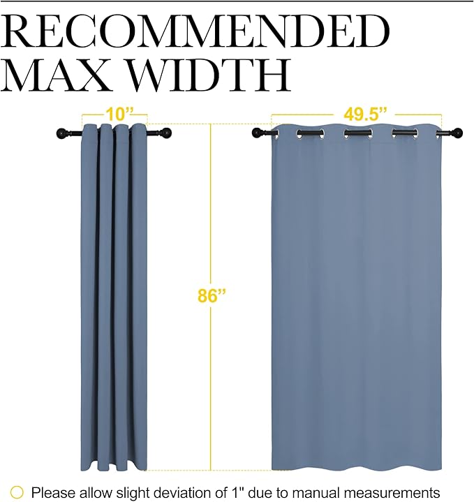 NICETOWN Stone Blue Room Darkening Curtain Panels 86" Length for Bedroom Living Room, Thermal Insulated Blackout Draperies for Home Decoration, Total Privacy (55" Width, 2 Pieces) - Image 7