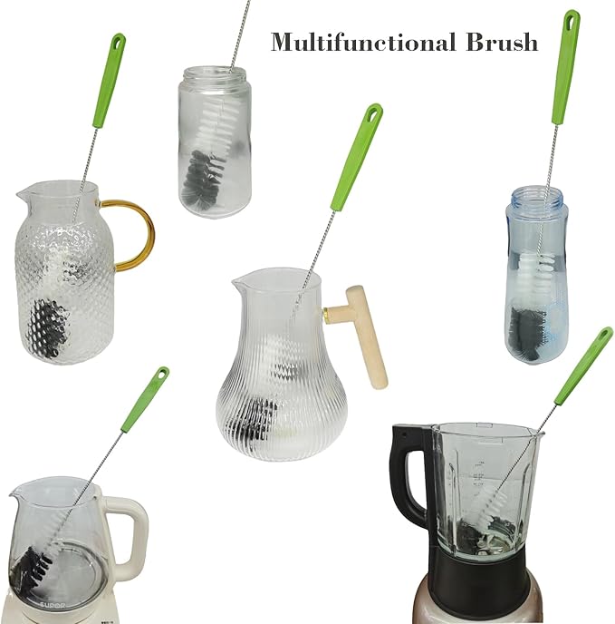 2 Pack 16" Water Bottle Brush for Cleaning, Dokpod Long Handle Bottle Cleaner Brush, Narrow Bottle Scrubber Brush, Hummingbird Feeder Cleaning Brushes, Cup Cleaner Brush, Meat Grinder Brush, for Pipe - Image 3