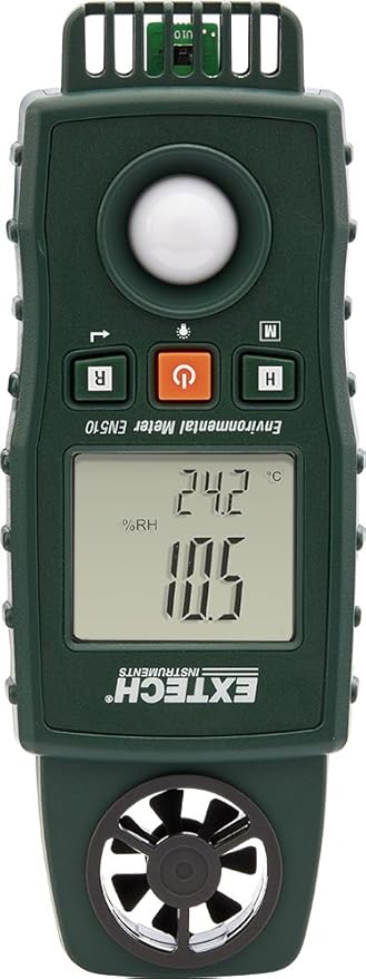 Extech EN510 10-in-1 Environmental Meter - Measures Air Velocity, Light, Sound, Temperature, Humidity, Dew Point, Wet Bulb, Heat Index, Wind Chill, Portable Multi-Function Tester with Backlit LCD - Image 10