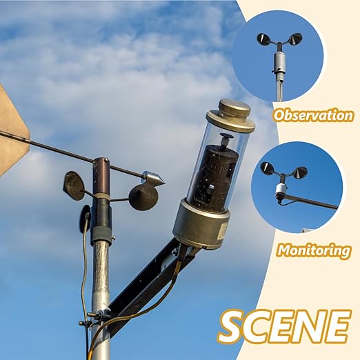 Happyyami Anemometer Wind Speed Sensor - 3-Cup Abs Wind Gauge for Accurate Wind Measurement, Easy Installation for Weather Monitoring, Environmental Surveys, Wind Energy Applications - Image 9