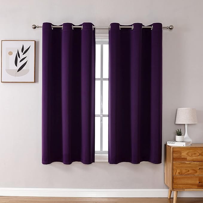ChrisDowa Grommet Blackout Curtains for Bedroom and Living Room - 2 Panels Set Thermal Insulated Room Darkening Curtains (Royal Purple, 42W x 63L) by ChrisDowa