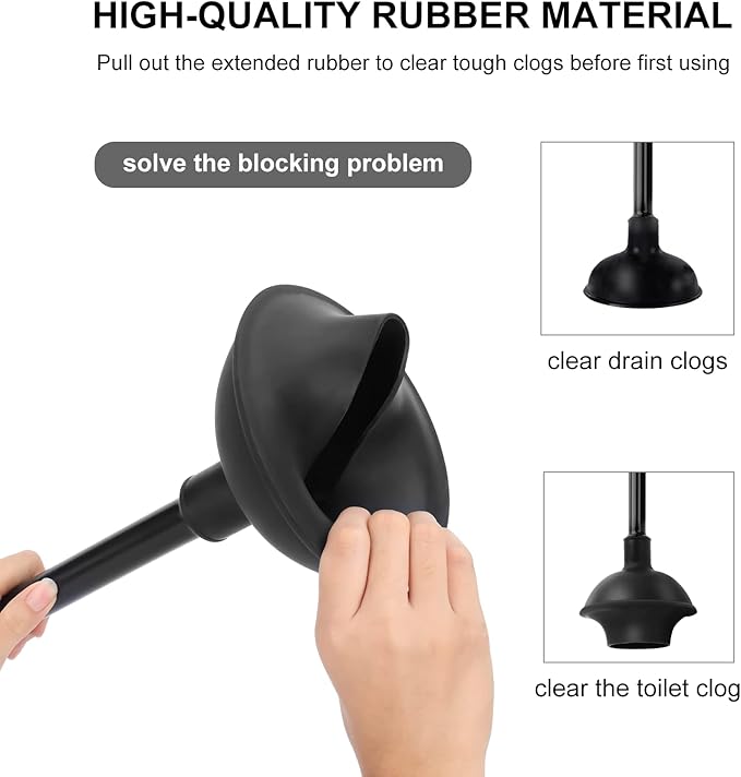 SetSail Toilet Brush and Plunger Set, 3 Pack Toilet Plungers for Bathroom with Holder Heavy Duty Toilet Bowl Brush and Holder Hidden for Deeply Cleaning - Black - Image 3