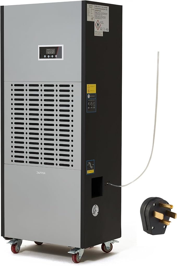 350 Pints Commercial Dehumidifier for Basements & Industrial Spaces – Built-In Pump, Drain Hose, Continuous Operation, 2-Speed Fan, 30000 Sq Ft Coverage by DapperSupply